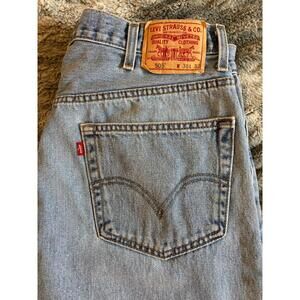 Levis 505 Jeans Mens Regular Fit Size 38 x 32 Light Wash